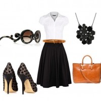 Classic black skirt outfit idea for spring 2014