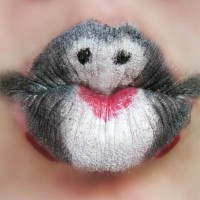 Creative Lips Makeup: Penguins Kiss Lips