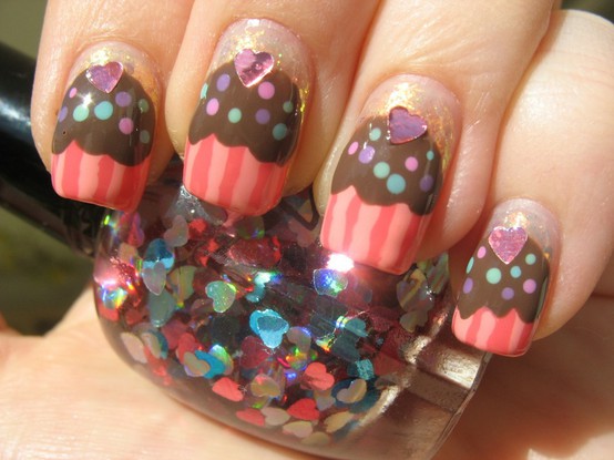 Cupcake Nails with Sequin