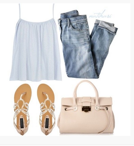 Cute Spring Outfit, white racerback and sandles