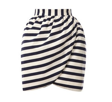 Harvey Faircloth Striped Mini Wrap Skirt, black and white