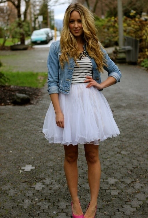 How to Wear the Tulle Skirts: with a Jeans Coat