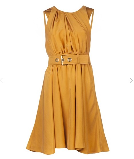 KENZO Belted dress, mustard yellow, fit and flare