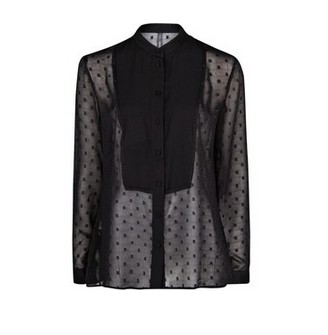 Mango Polka Dot Flecked Motive Blouse, Black