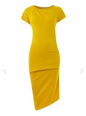 Mary Portas Twist and tuck detail no brainer dress, shift dress, mustard yellow