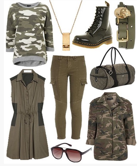 Military Outfit Idea for Spring 2014, camo knit top and half calf boots
