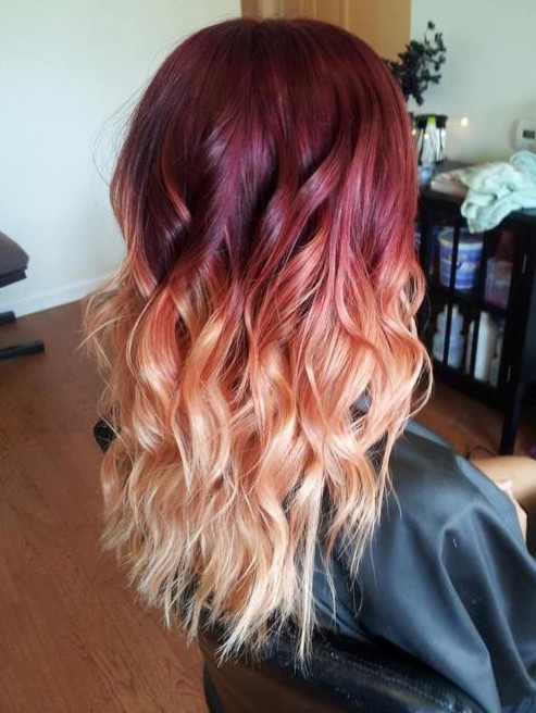 Red to Blonde Ombre Hair Style