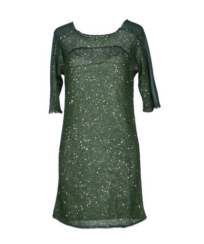 Shop The Golden Globe Style –STEFANEL sequin embellished evening dress, emerald green
