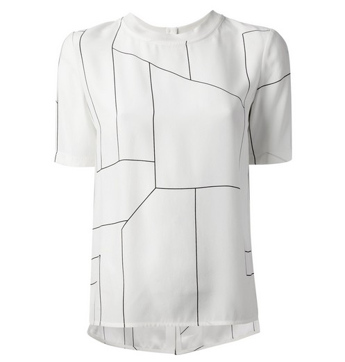 THEORY Klima ivory silk graphic T-shirt for work outfit