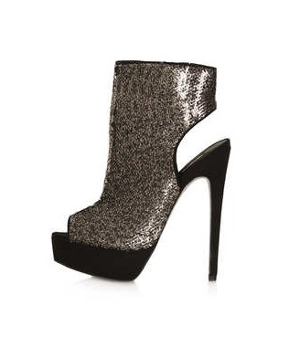 TOPSHOP ABSINTH Stiletto Cut Out Boots, gold sequined