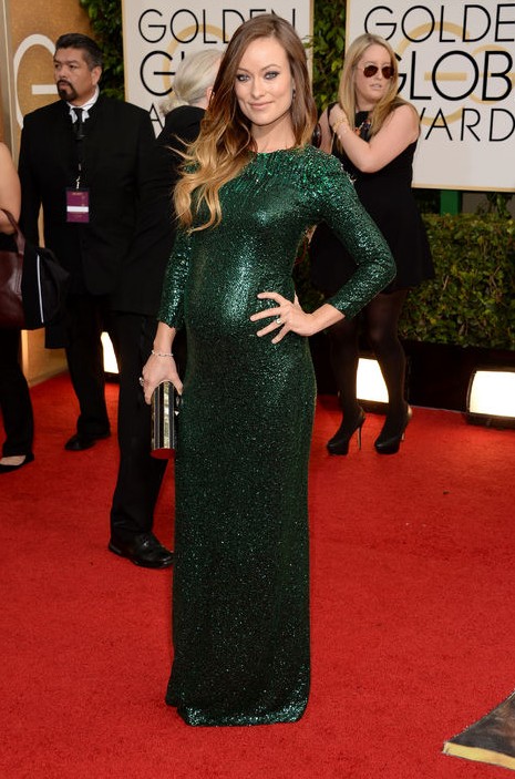 The Glamorous Golden Globe Style - Olivia Wilde Sylphlike emerald green gown by Gucci