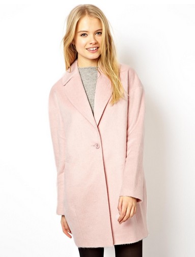 ASOS Fluffy Cocoon Coat, Pink