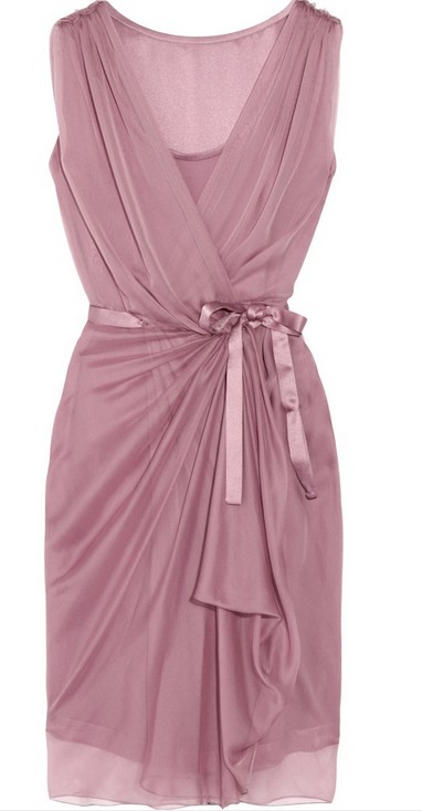 Alberta Ferretti Silkchiffon Wrap Dress, purple