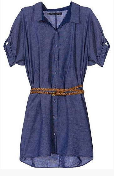Casual, light and summery belted shirt dress, blue