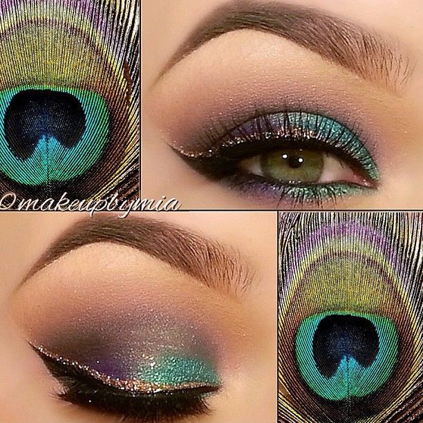 Colorful Eyeliners: Peacock Feathers