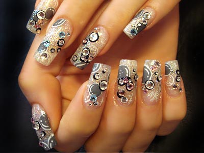 Crystal Nails with Glitter