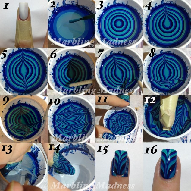 Deep Blue Marble Nails