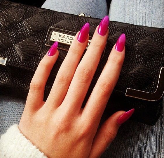 Deep Pink Pointy Nails