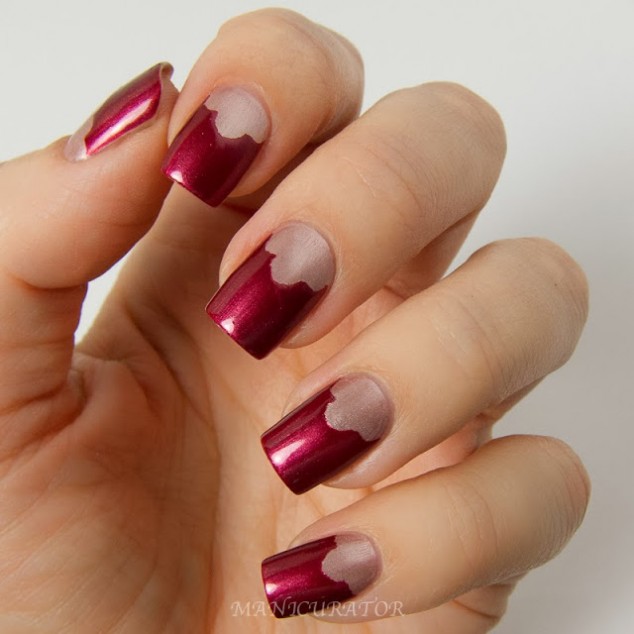 Deep Red and Silver Nails