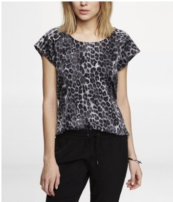 Express Leopard Print Short Sleeve Blouse for Weekend Outfit Idea