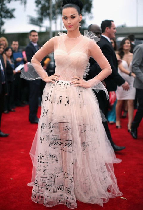 Katy Perry's Meta Music-note-emblazoned Evening Dress by Valentino