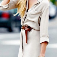 Michael Kors shirt dress with brown belt