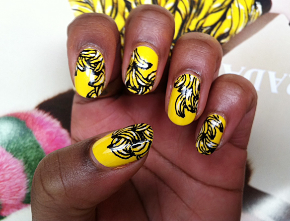 Nails with Banana Print