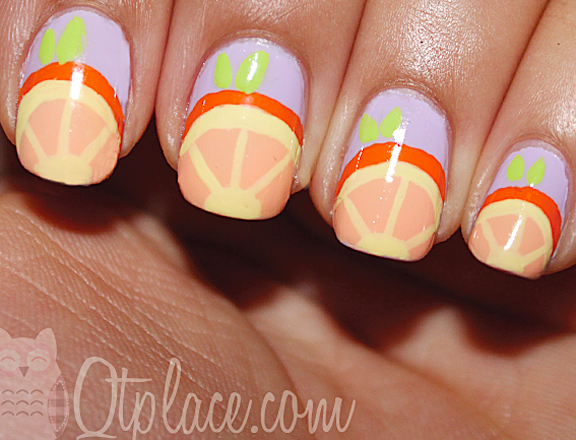 Nails with Orange Print