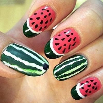 Nails with Watermelon Print