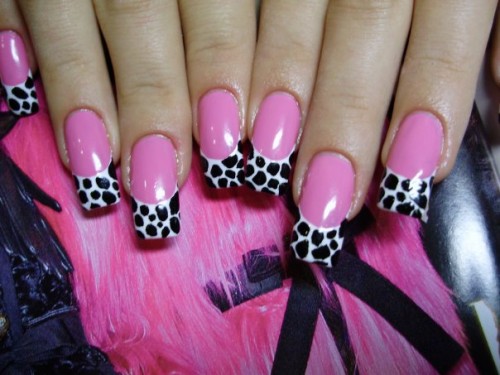 Pink Nails with Animal Print