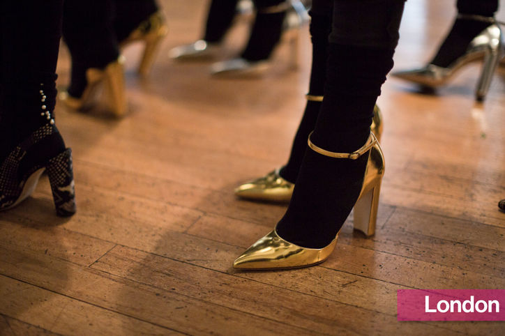 Stylish Shoe Trend from New York Fashion Week: Emilia Wickstead's Gold Ankle-Strap Heels