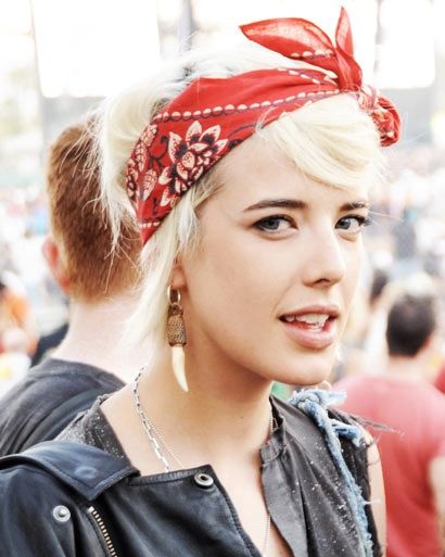 red bandana on hair