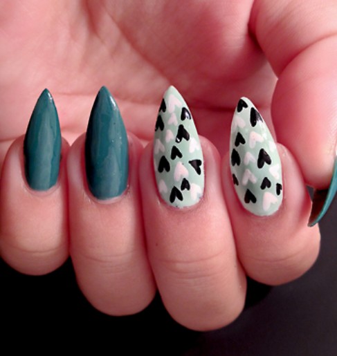 Blue Nails with Heartshape