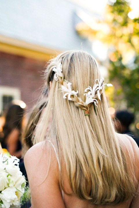 Braided Hair with Flowers