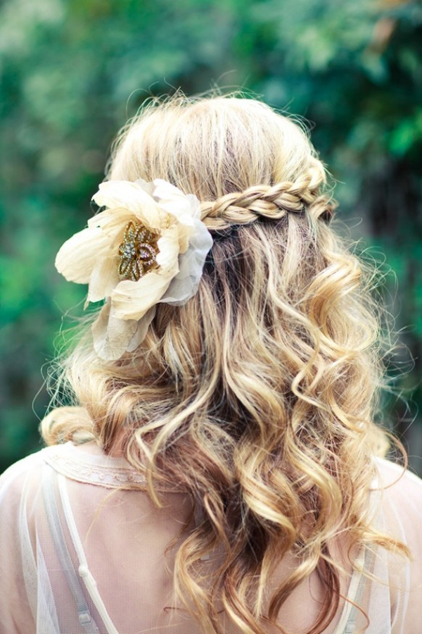 Crown Braid with a White Flower