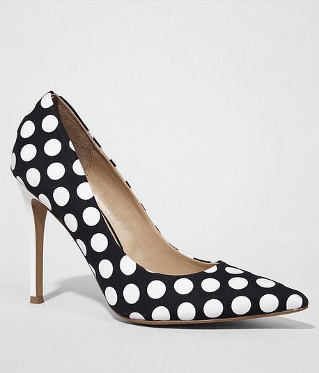 Express Black and White Polka-Dot Pointed-Toe Pumps ($88)