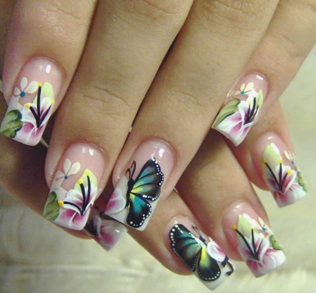 Flower and Butterfly Nails