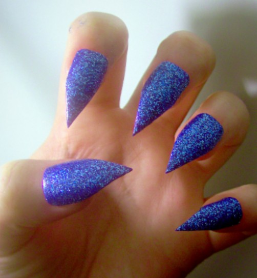 Glitter Blue Nails