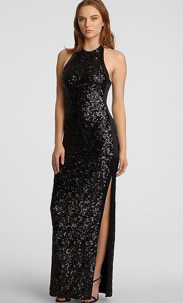 Halston Heritage Black Sequin High-Neck Dress ($495)