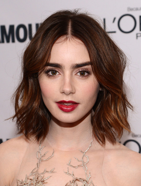 Lily Collins in Red Lips