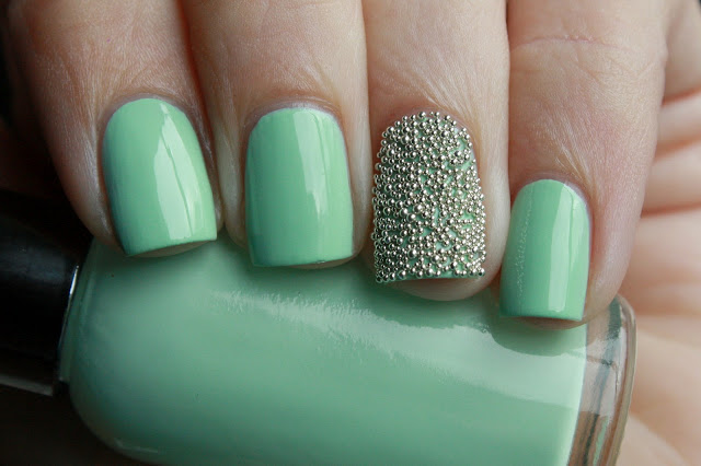 Mint Nails with Beads