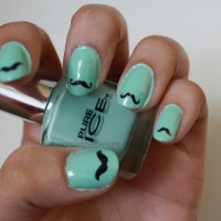 Mint Nails with Mustache