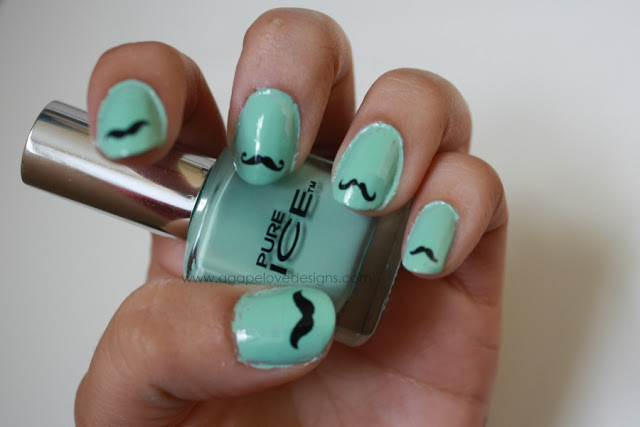 Mint Nails with Mustache