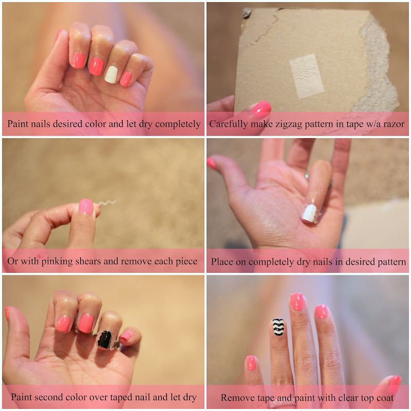 Pink Nails with Zigzag Pattern