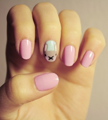 Pink Nails with a Bunny