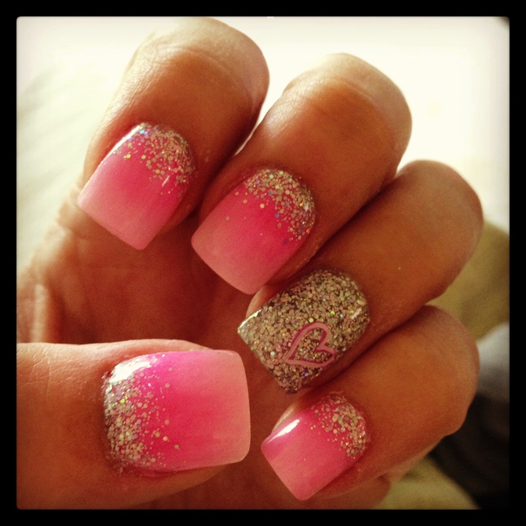 Pink and Silver Nails
