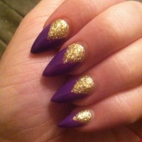 Purple and Gold Nails