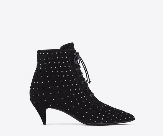 Saint Laurent Cat Boot in Black Suede and Crystal Studs ($1,395)