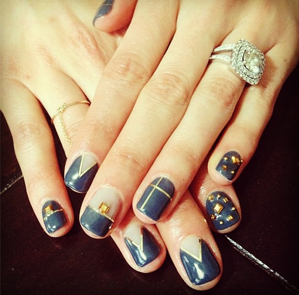 Studded Blue Nails
