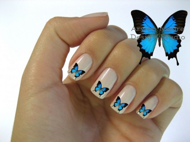 1. French Tip Butterfly Nails - wide 5